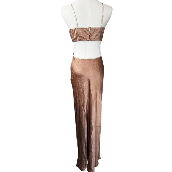 Reformation Poppies Silk Cut-out Maxi Dress Croissant Neutral Size 4 - Picture 4 of 12